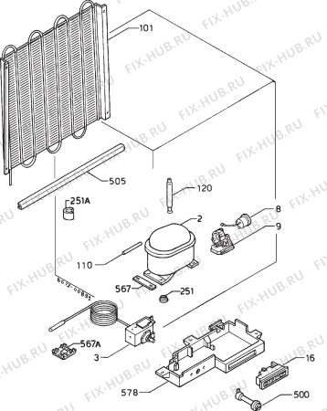 Взрыв-схема холодильника Zanussi ZF82BF - Схема узла Cooling system 017